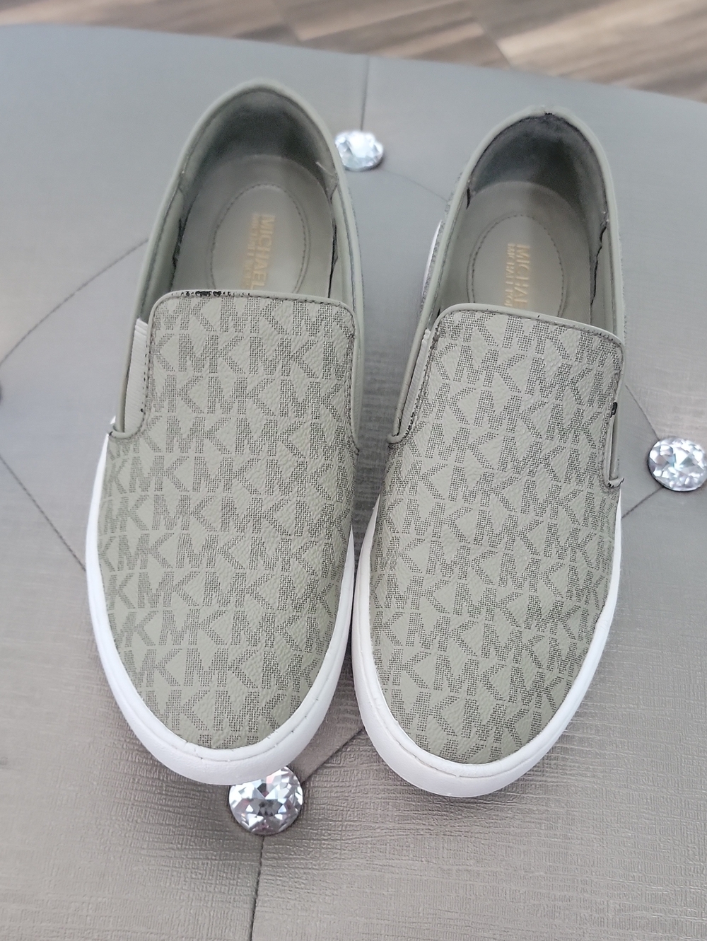Michael Kors Gray Logo Slip-On Sneakers with White Sole
